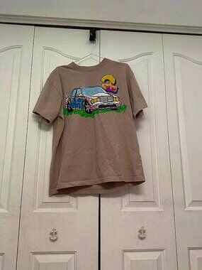 Graffiti Car Graphic T-Shirt Tan Number 2 Short Sleeve